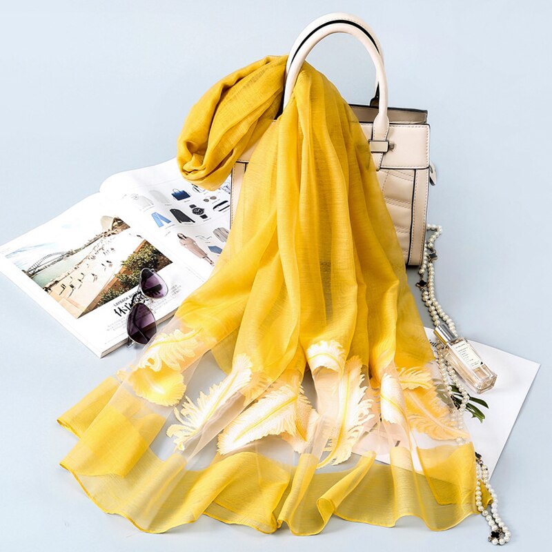 Vrouwen Sjaal Vrouwelijke Luxe Sjaals Sjaals Lady Solid Shawl Wraps Foulard Tippet Pashmina: Yellow