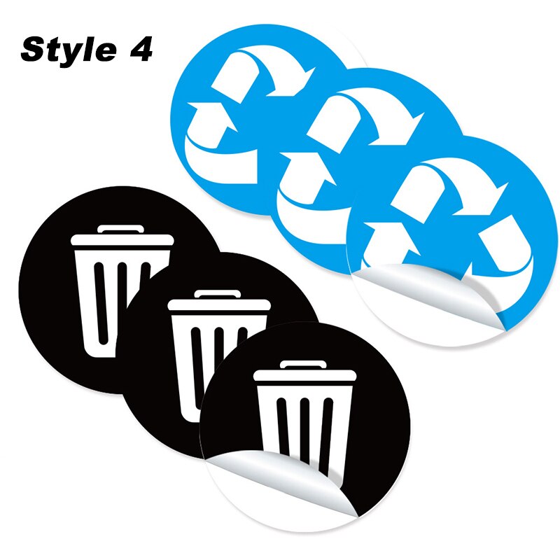 6pc Trash Bin Classification Sticker Home Self-adhesive Is Recyclable Classification Sign Trash Can Decal: Style4