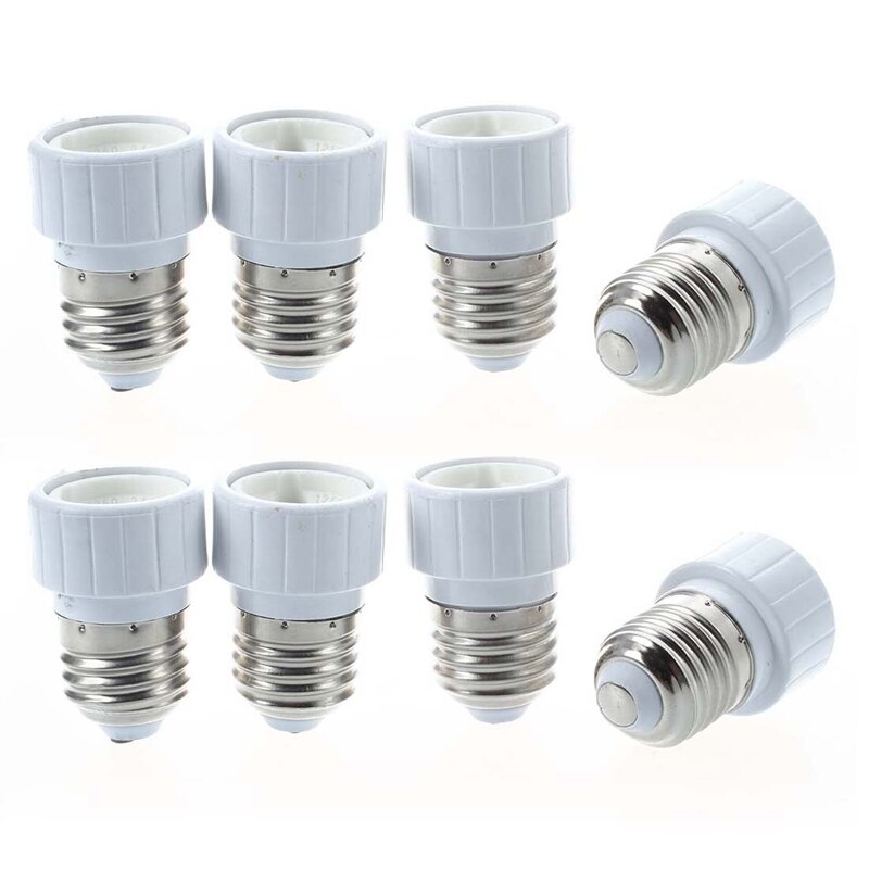 8X E27 To GU10 LED Light Socket Adapter Socket Adapter Lamp Bulb Converter White: Default Title