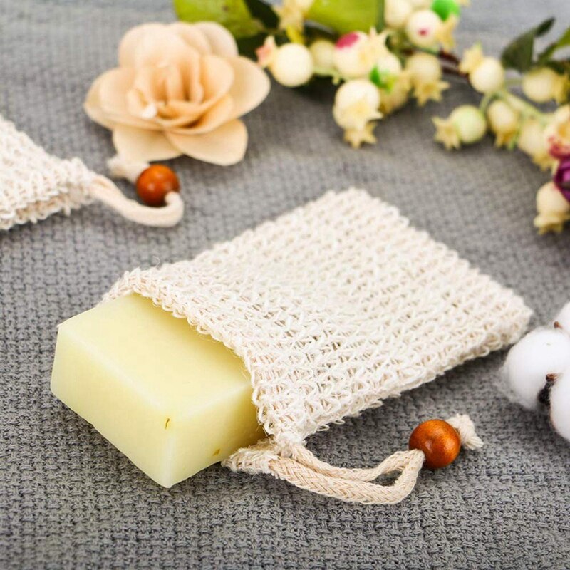 4 Stück Seifensäckchen Aus Baumwolle-Leinen – Mit Perlen, Drawstring, Für Massage & Aufbewahrung