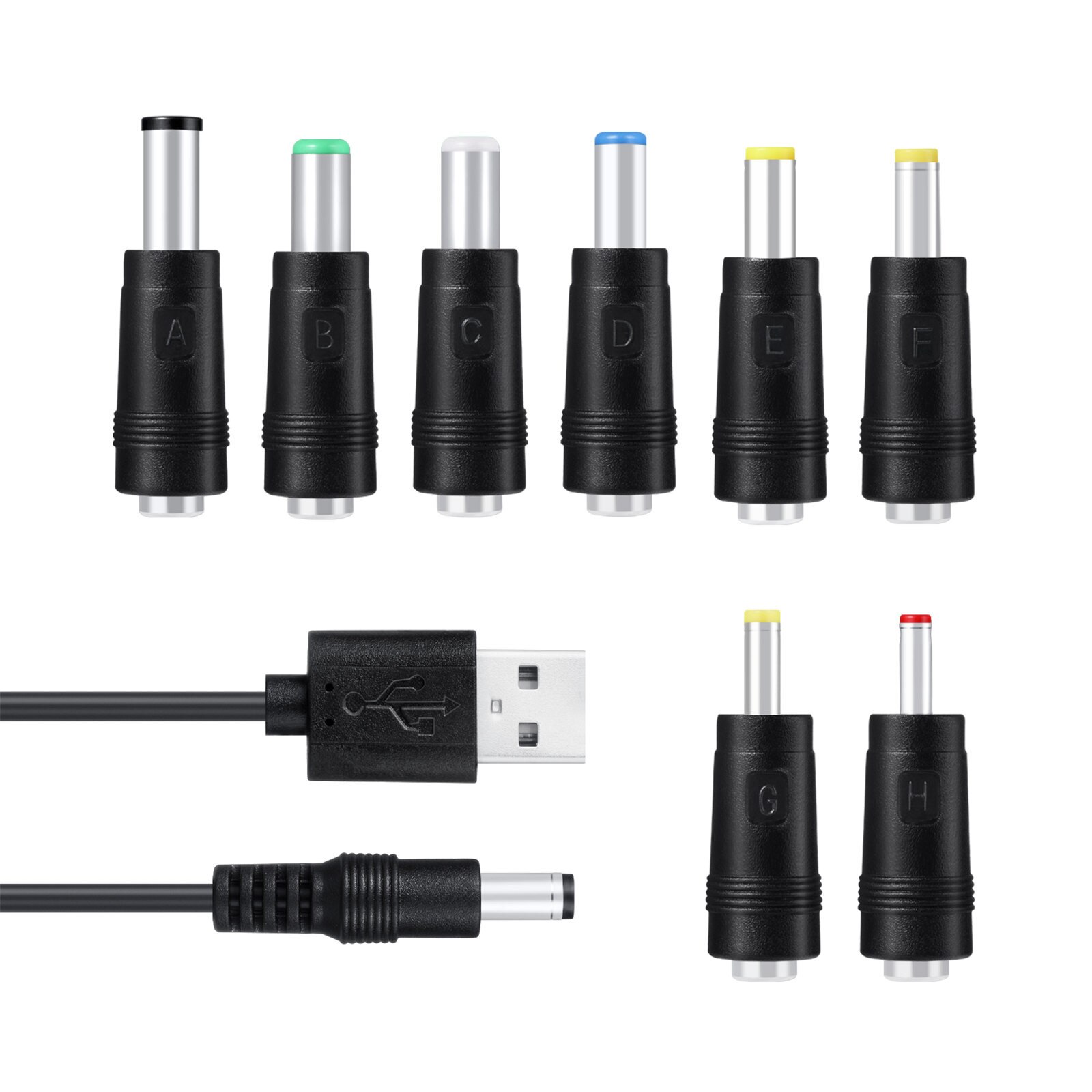 USB To DC Converter Universal Laptop Charging Cable Cord with 8 interchangeable Plug Connectors For USB-HUB /Camera /Tablet