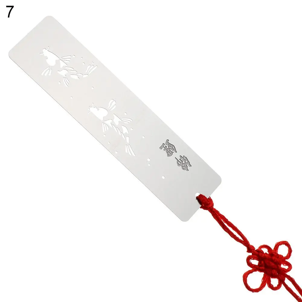 Metal Hollow Bookmarks Chinese Style Red Knot Book Clip Stainless Steel Pagination Mark Calligraphy Painting Kids: PURPLE