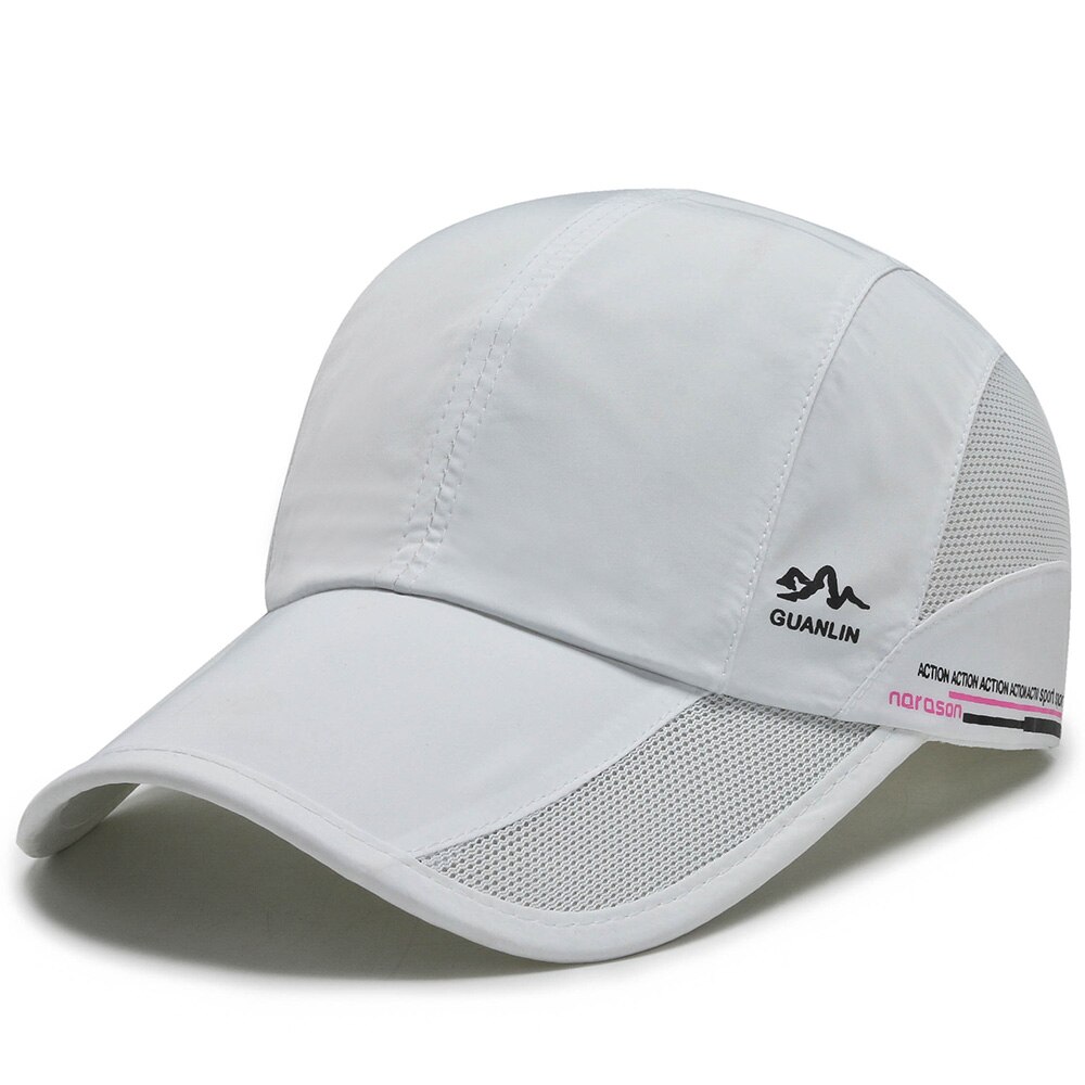 Summer Outdoor Sun Hats Quick Dry Waterproof Golf Fishing Cap Adjustable Unisex Baseball Caps: White