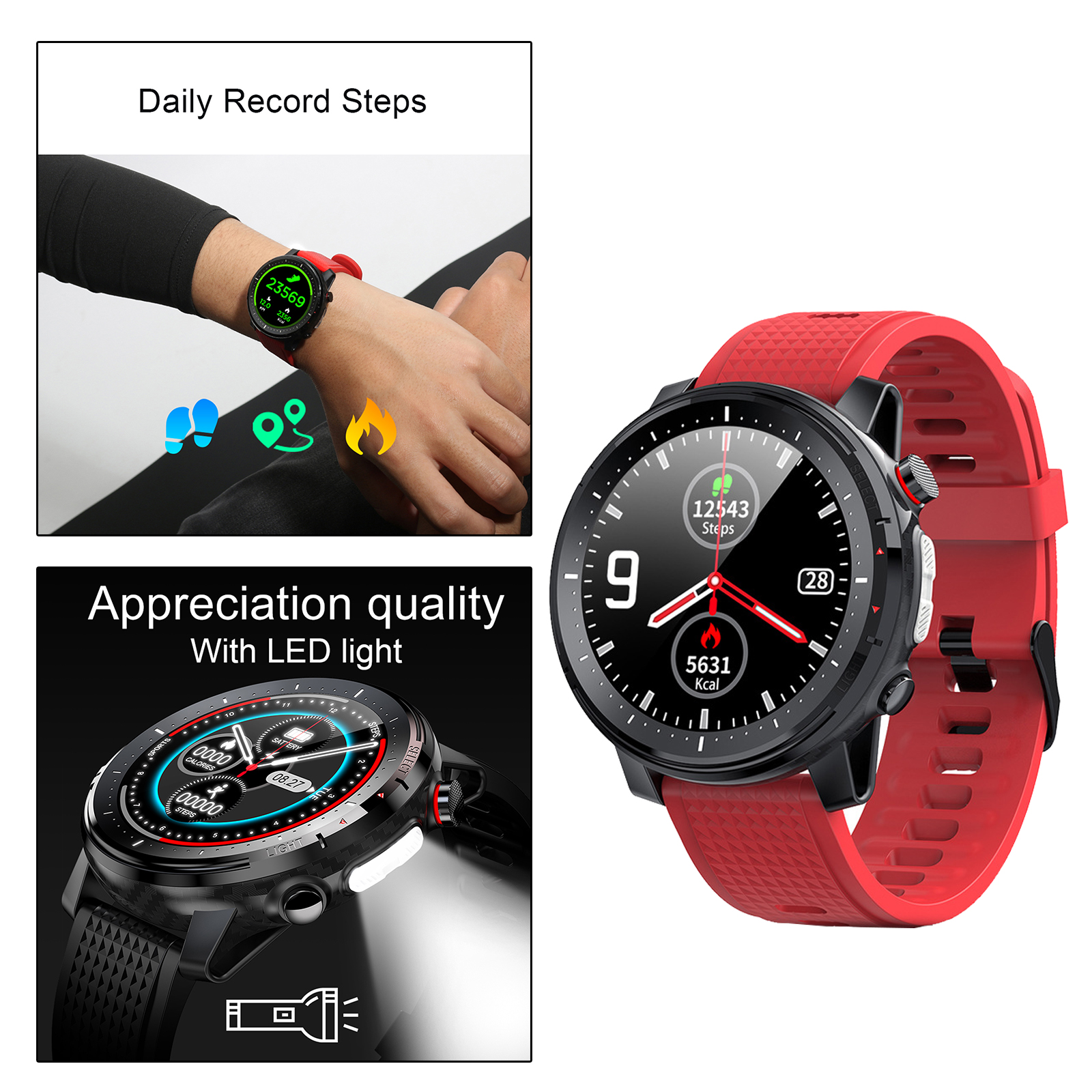 L15 Smart watch Blood pressure monitor IP68 Waterproof Fitness Tracker