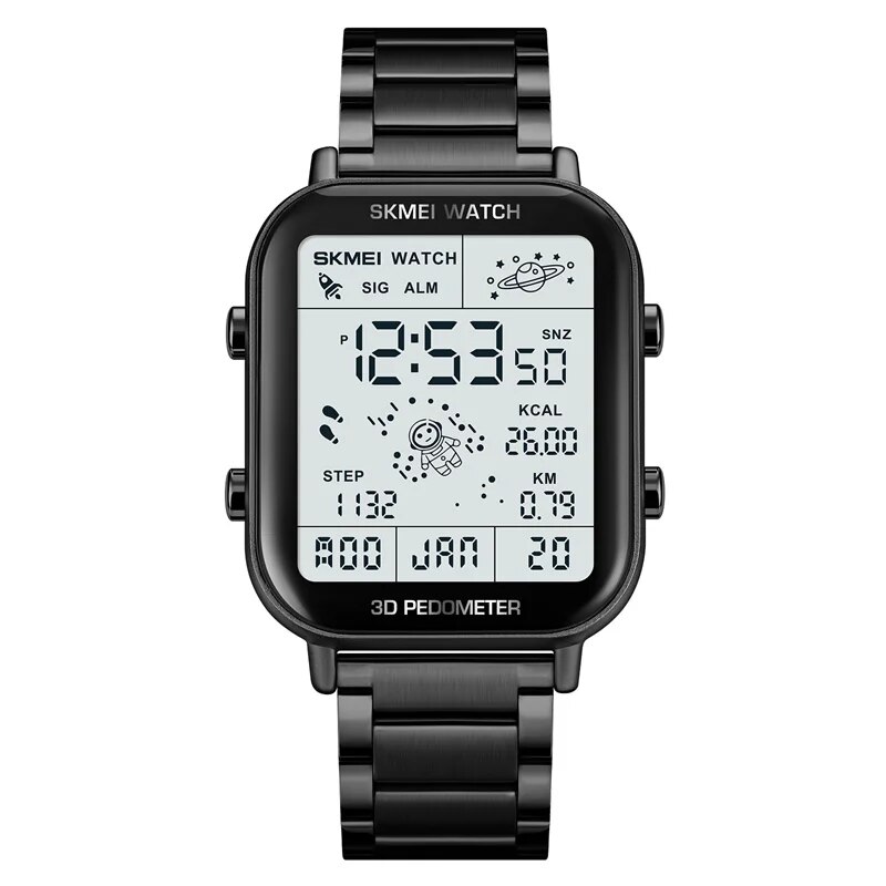 Skmei rücklicht Anzeige Sport pedo Meter Digital uhren herren stoppuhr Countdown armbanduhr kalender kalorien berechnungs uhr: rose