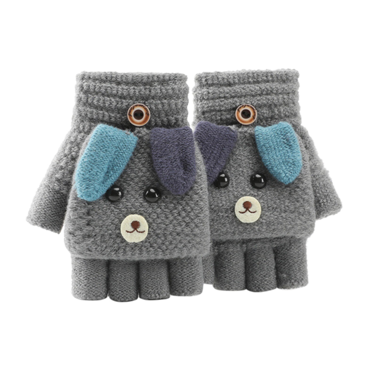 enfants gants hiver doux Convertible haut gants enfants bébé hiver tricot mitaine sans doigts pour 6-12 ans: B