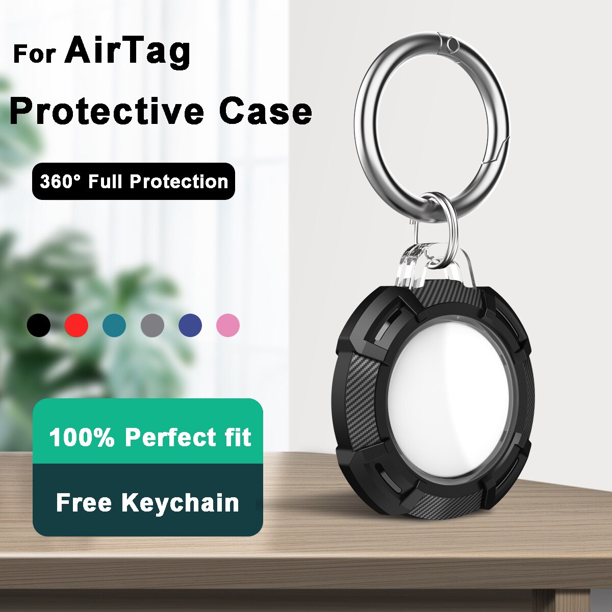 360 ° copertura protettiva di protezione completa per Apple AirTag custodia paraurti antiurto in Silicone in fibra di carbonio per AirTag fibbia anti-perso