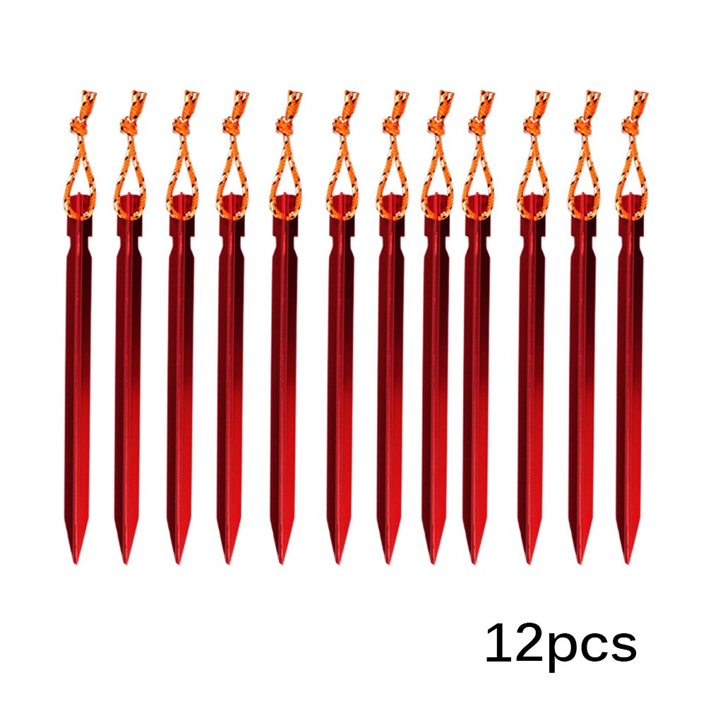 12 STUKS Tent Stakes Lichtgewicht Aluminium Hoge-StrengthTent Peg Nail Stake Wandelen Stakes Tent Schuilplaatsen Gereedschap Camping: WHITE