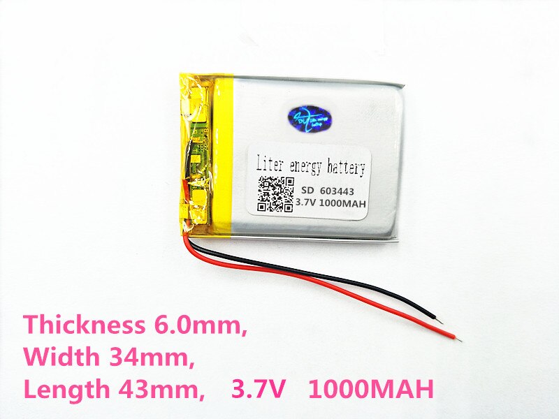 best battery brand 603443 3.7V 1000MAH Original Battery MP3 MP4 MP5 GPS navigation built- in lithium polymer battery