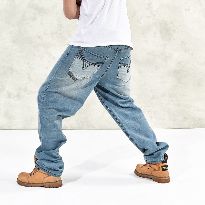 46 Plus Size Summer Men's Baggy Male Casual Denim Straight Pants Loose Jeans Trousers Streetwear