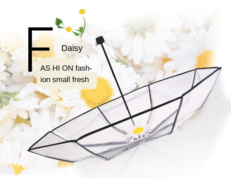 Coreano piccola margherita trasparente ombrello tre pieghevole semplice delle donne di tendenza Giapponese ottavino affrescare studente di antivento forte ombrello
