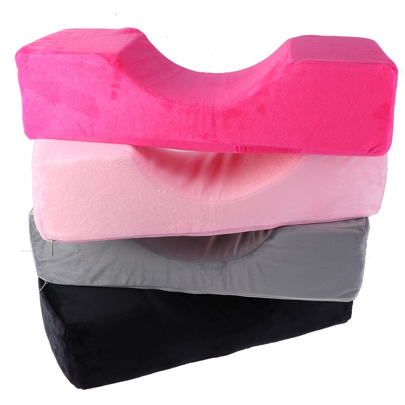 Almohada de espuma viscoelástica para extensión de pestañas, soporte para el cuello, para salón de maquillaje, con bolsillo, suave, 1 unidad