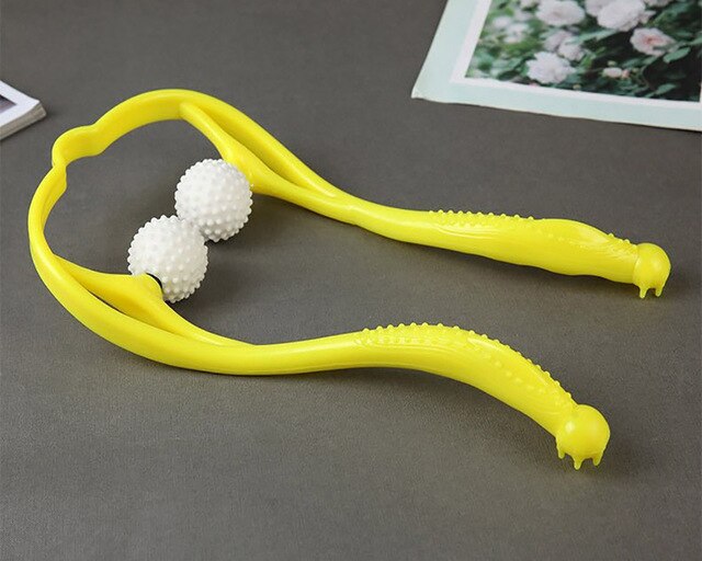 Manual Cervical Spine Neck Shoulder Body Neck Roller Massage Therapy Pain Relief Relaxation Health Care Tool: Yellow