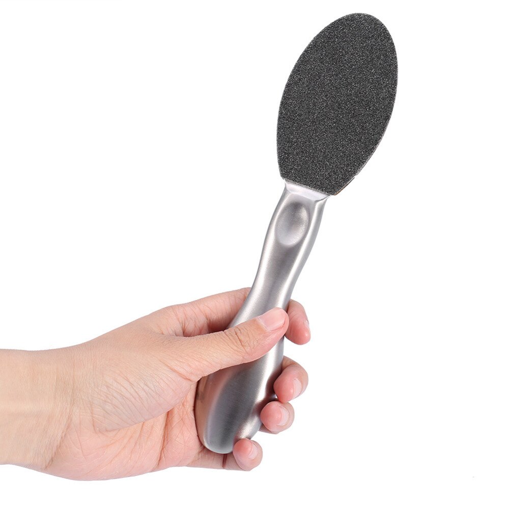 Rvs Double Side Pedicure Voet Bestand Hard Dead Skin Remover + 10 stks Schuren Papier Rasp Eelt Voeten Zorg Pedicure Gereedschap