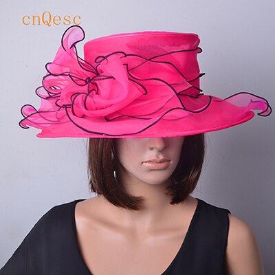 Rosa fucsia negro blanco Organza sombrero, sombrero de boda, Kentucky Derby sombrero para carreras, Copa de Melbourne, iglesia,. Ancho del borde 11 cm.: Hot pink black