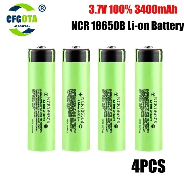 NCR18650 3400mAh Battery Ncr18650b 34B 3.7V 18650 3400mah Toy batteries Rechargeable Lithium Battery Flashlight 18650 Battery: GRAY