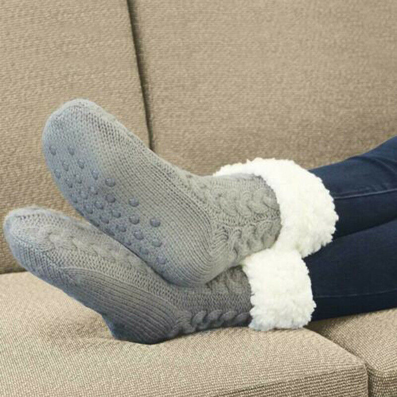 Vintervarme kvinder mænd sokker behagelige hyggelige fluffy super blød anti-skrid fortykker gulv hjemme fleece-foret julevarmer