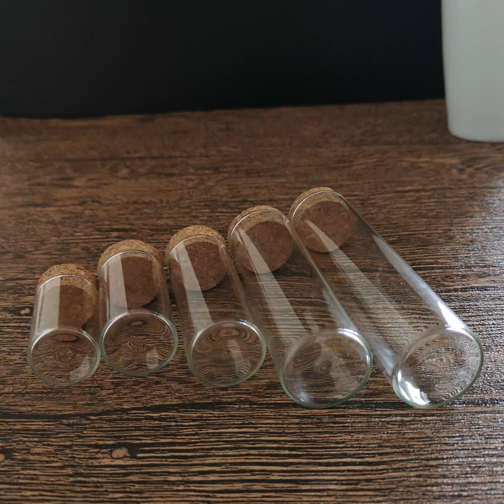 Tubos de ensayo de vidrio con tapones de corcho, botellas de embalaje, frascos de deseos para laboratorio, experimento o , diámetro de 22mm, 4ml a 30ml, 20 unids/lote