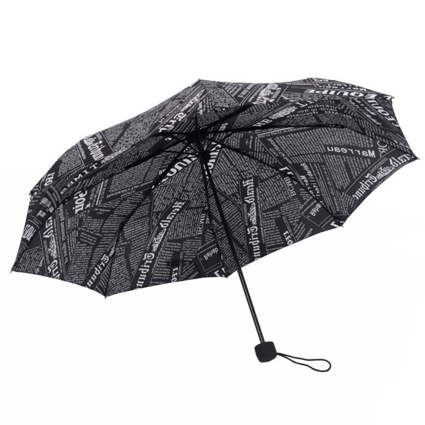 Paraguas Blanco y negro con patrón de papel London, sombrilla de 8 huesos resistente al viento para lluvia y sol para hombre joven