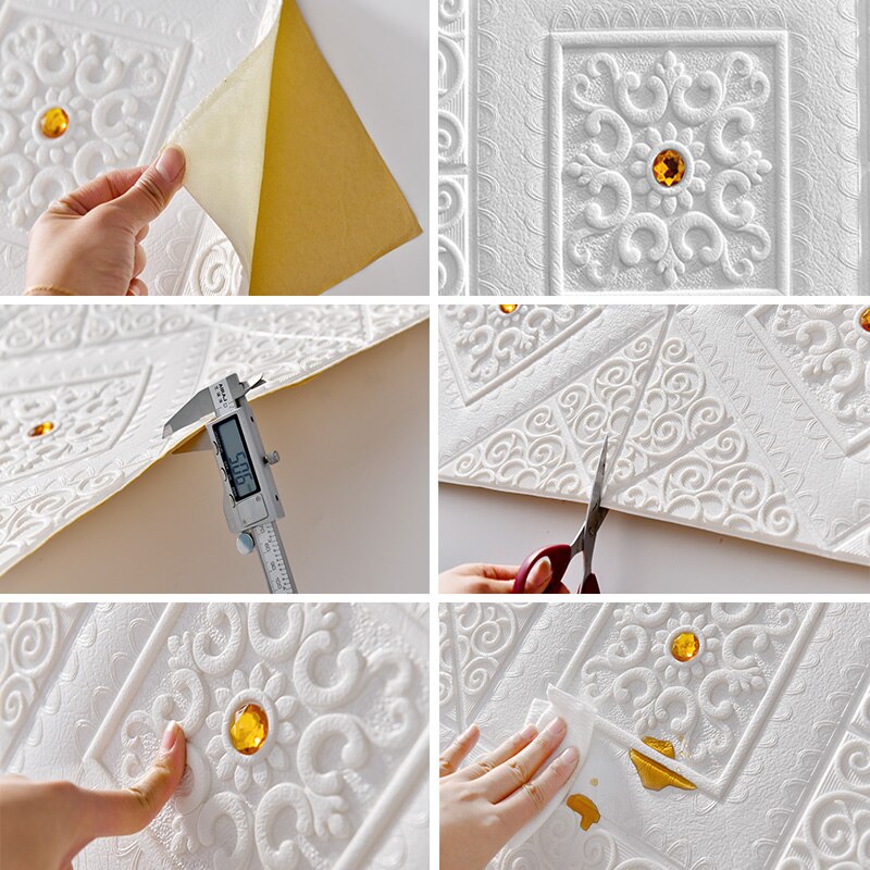3D Foam Wall Panels Self Adhesive Ceiling Stickers Self-loading Roof Wallpaper Kid Room Home Office Decoration Foam Soft Package