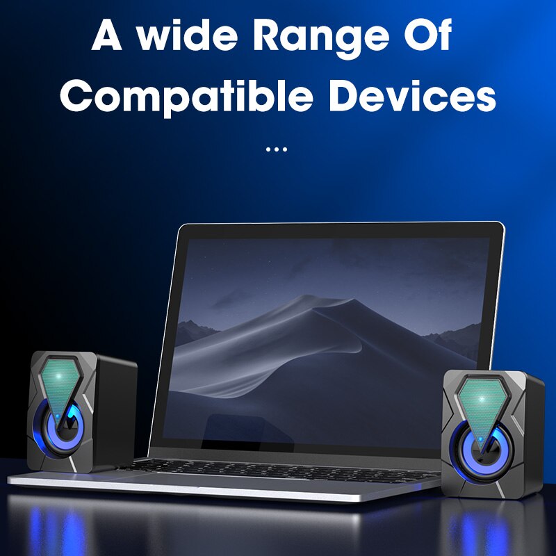Computer Speakers for Laptop PC Subwoofer 4D Surround Sound Desktop Speaker Colorful LED Light Column Soundbar Theater Box Music