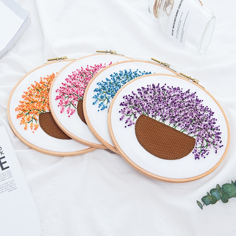 Max Stitch 2-Piece Geometric Animal Embroidery Kit - Deer & Bear Stamped Cotton DIY Wall Art For Beginners
