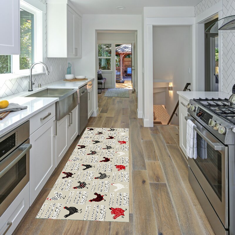 Tapis de sol antidérapant imprimé motif poulet, tapis de cuisine, tapis de porte pour salon, tapis de cuisine infroissable, tapis de sol
