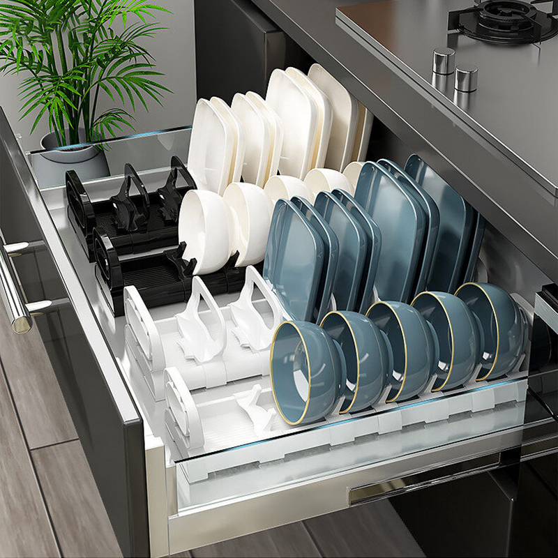 Kitchen Dish Drainer Drawer Bowl Drying Rack Organizer Cabinet Drawer Plate Holder Adjustable Dish Drying Rack over The Sink