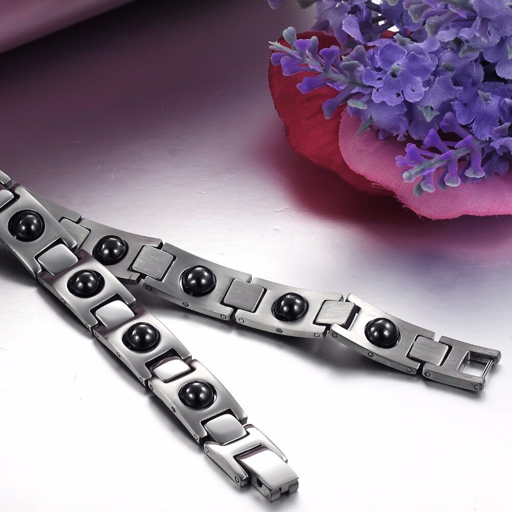 JAAFAR Atacado jóias pulseira de titânio de saúde de alta qualidade em aço inoxidável e Jóias Pulseira Preta com silício AS002