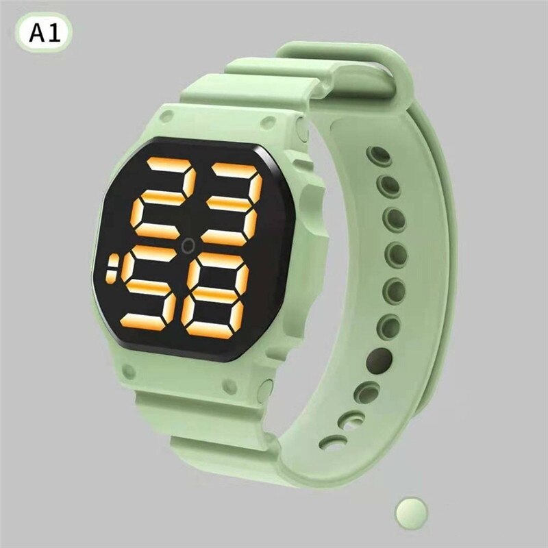 Led Digitale Sport Horloge Voor Mannen Vrouwen Siliconen Band Horloges Reloj Mujer: light green