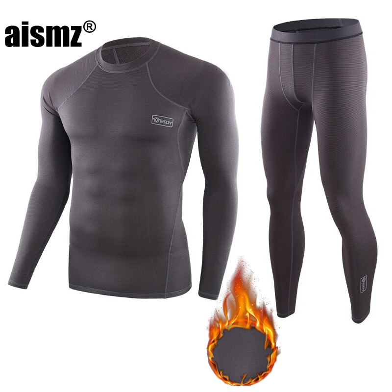 Aismz-Conjunto de ropa interior térmica para hombre, ropa interior elástica antimicrobiana de secado rápido, forro polar de compresión para el sudor, Calzoncillos largos cálidos para Fitness