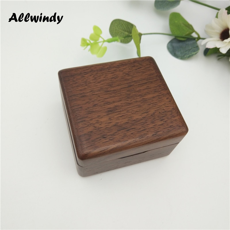 Handcrafted Walnut Wooden Ring Storage Box For Mr & Mrs Couple Engagement Rings Wedding Decoration Wooden Box Can Engraved Logo