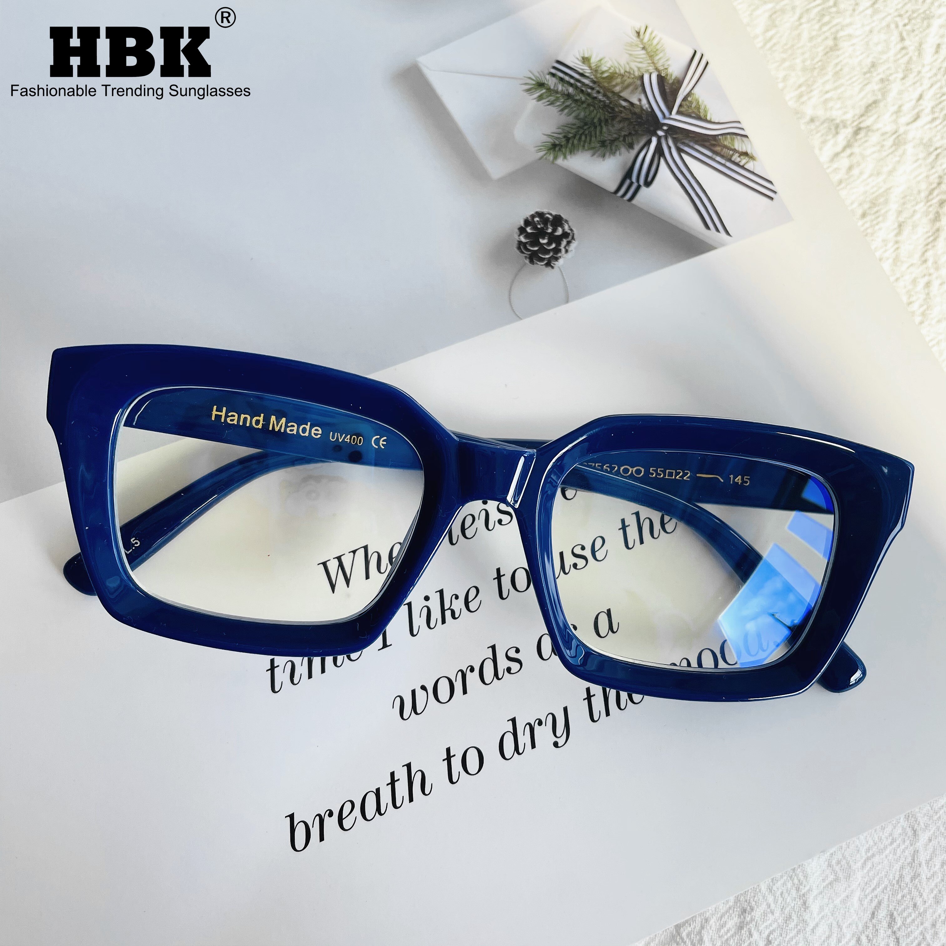 HBK Square Eyeglasses Frame Women Optical Clear Glasses Frame Brand Plain Eye Glasses Oculos De Grau Femininos