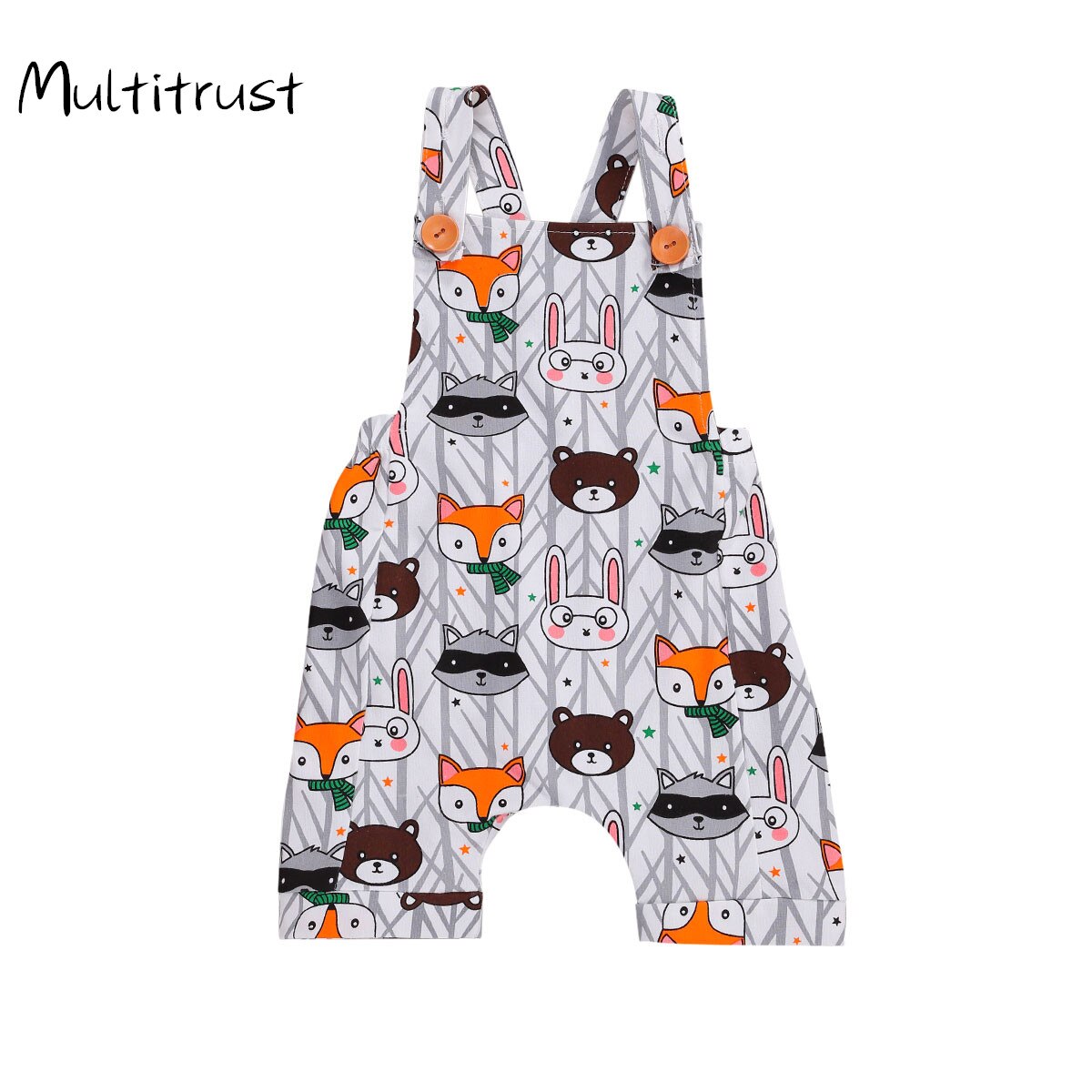 Neugeborenen Baby Jungen Mädchen Overalls Shorts Cartoon Tier Druck Ärmel Taste Overalls Outfits Größe 0-24M