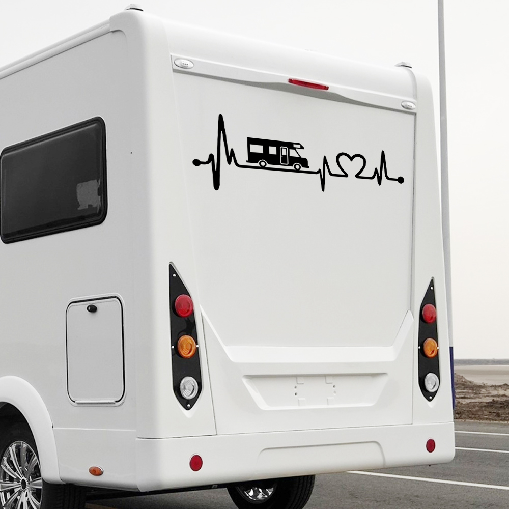 Pegatinas de vinilo de rayas para autocaravana, caja de caballos, caravana, RV, accesorios para coche, calcomanías gráficas de decoración de electrocardiograma