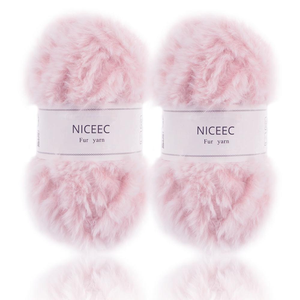 Niceec 2 Strengen Super Soft Bont Garen Chunky Pluizige Faux Fur Garen Wimper Garen Voor Haak Knit-Totale Lengte 2 × 32 M (2 × 35yds,50G × 2): 500