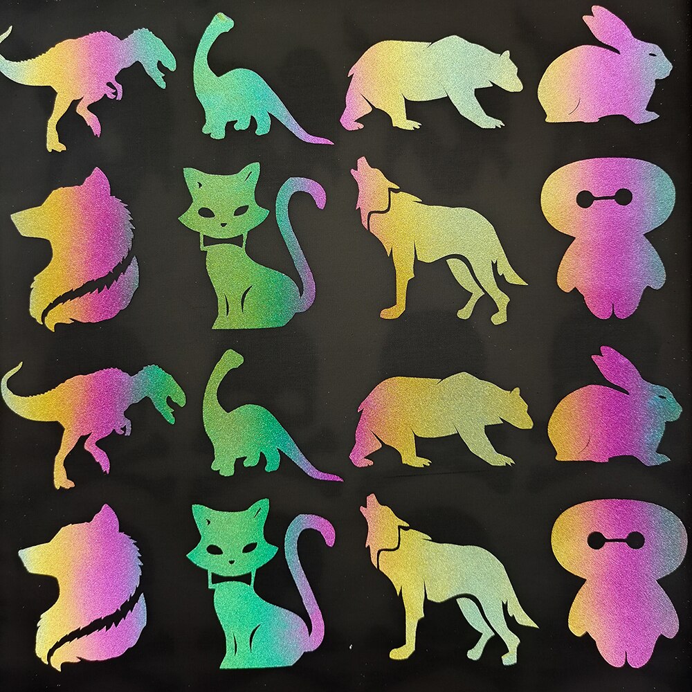 Rainbow Reflective Vinyl HTV Iron on Sheet Stickers For Clothing Fabric Tape Heat transfer Vinyl Film DIY: XCZH-4