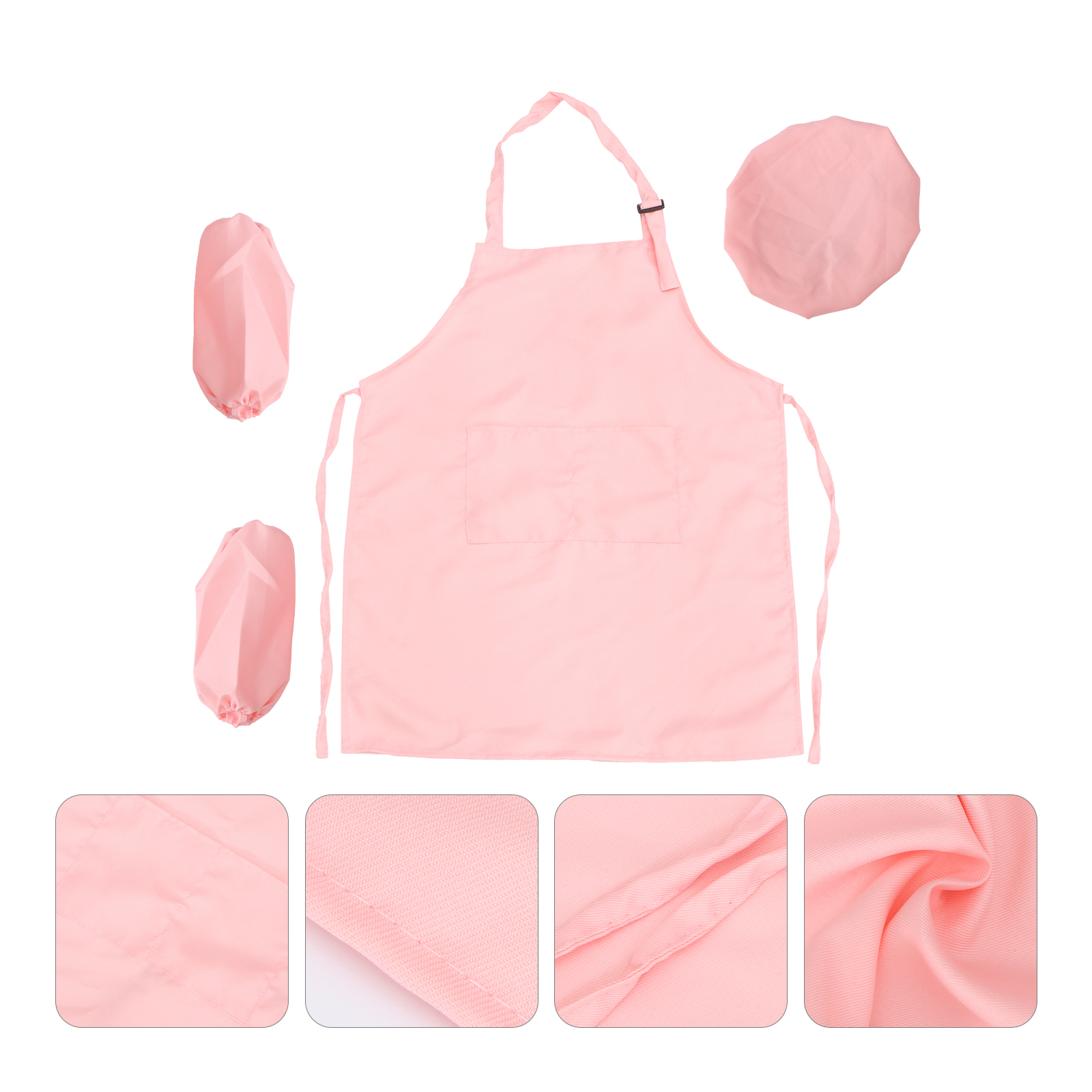 3pcs Lightweight Durable Protective Apron Suit for Learning Kitchen Kids Playing: Pink