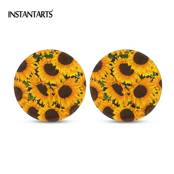 Instantarts bildrinkunderlägg set  of 2 pack 3d solrosabsorberande mugghållare glasunderlägg för kvinnor dryckesunderlägg mugghållare: Hn1426 d 2