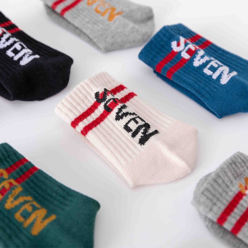 5 Paren/partij Kids Sokken Herfst Winter Baby Katoen Warme Dikke Sportsokken Mode Brief Kinderen Sokken Cool Jongens Sokken