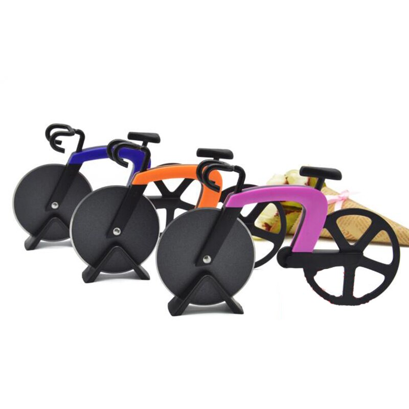 Bicycle Pizza Cutter Wheel Stainless Steel Plastic Bicycle Roller Pizza Cutter Slicer Kitchen Gadget Pizza Cutter Pizza Chopper