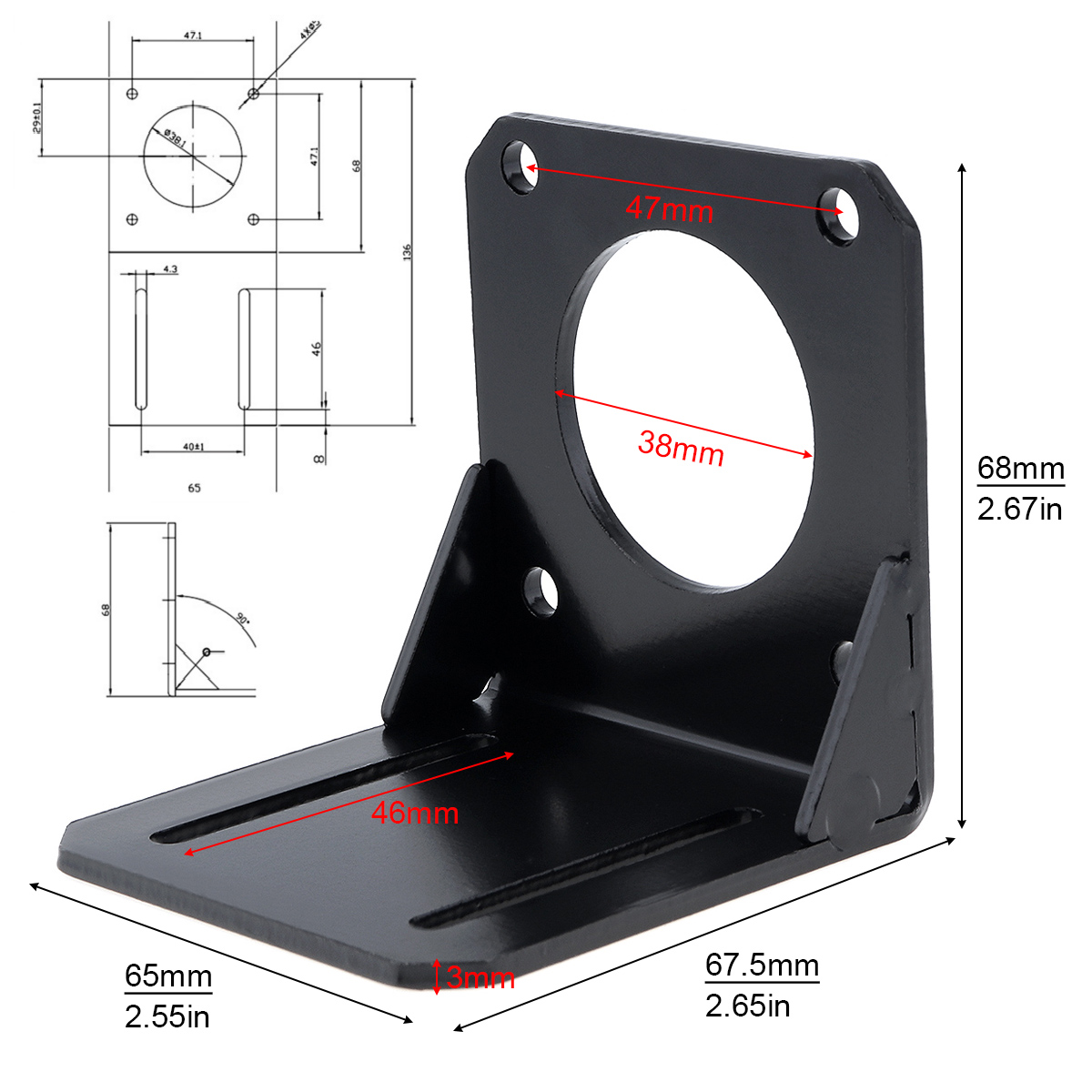 775 Motor Mount Bracket Universal Straight Plat Fixing Mounting Bracket for 750/755/775/795/895 DC Motor 28/35/42 Stepper Motor