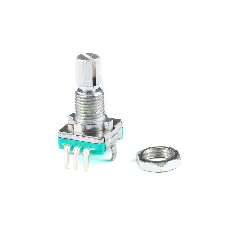 2pcs/lot EC11 Metal Rotary Encoder Push Button 5Pin Handle Long 15MM With A Built In Push Button Switch