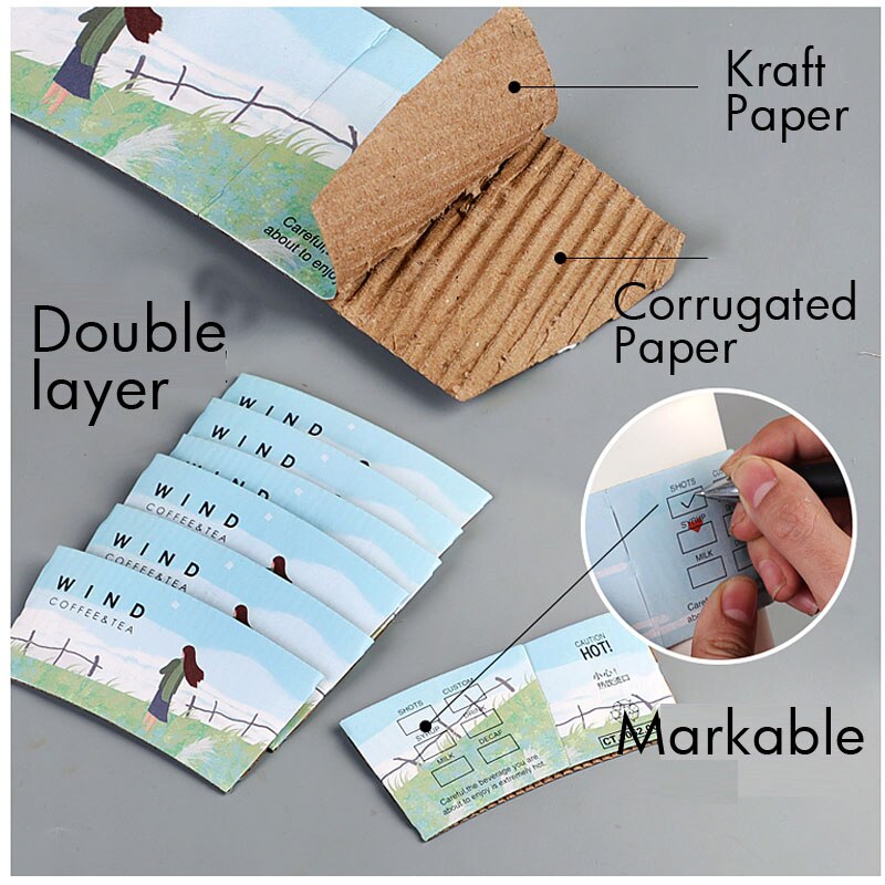 25PCS Disposable Cup Sleeve Paper Kraft Cold Drinks Tea Coffee Beverage For Coffee Shops Takeaway Water Bottle Party Decor