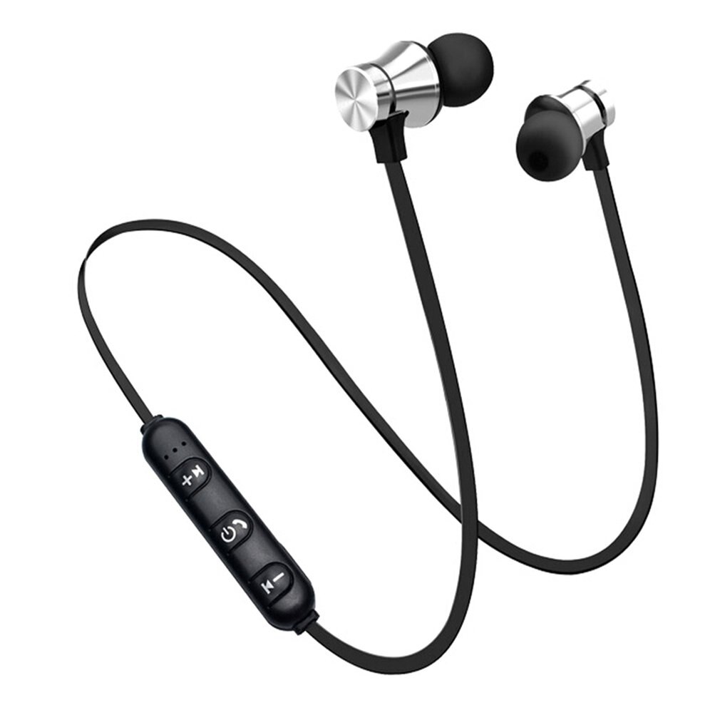 4.2 fone de ouvido bluetooth esportes neckband magnético sem fio fones estéreo música metal fones com microfone para todos os telefones: silver2