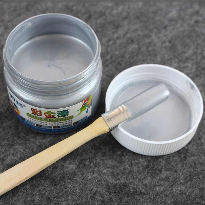 Silver Paint Wood Metal Lacquer Varnish for Ceramics Furniture Iron Wooden Doors Handicrafts Wall Acrylic Paint Water-based 100g