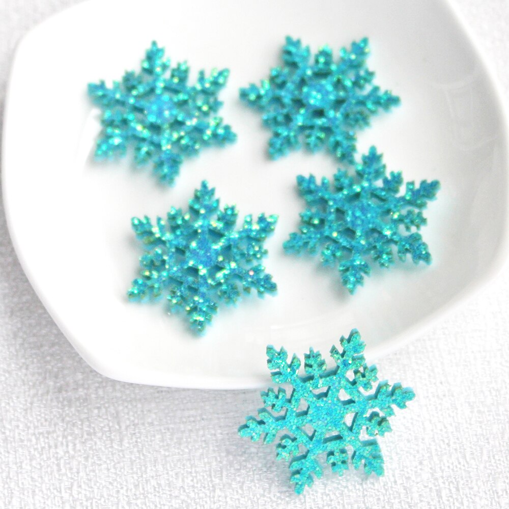 20 stücke 30mm funkeln Schneeflocke Gepolsterte Appliques für DIY Weihnachten Baum Hütte Glas Fenster Wände Stock-auf Lieferungen Dekor Flecken: Himmel Blau