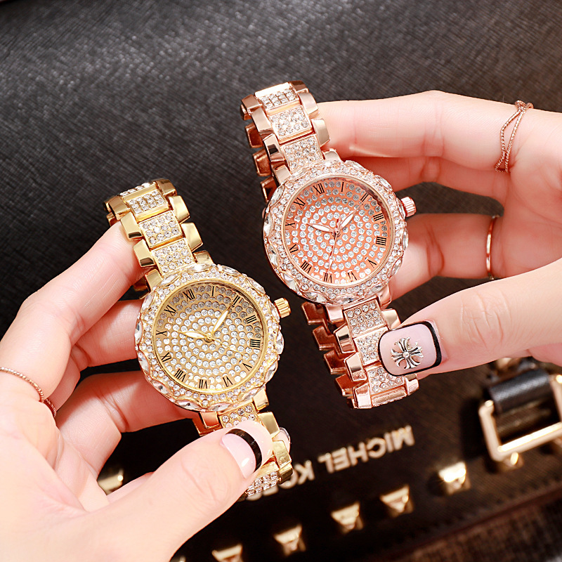 Dameur kvinde luksusmærke guld ur dame armbåndsure krystal kvinde dame quartz ur dame armbåndsur