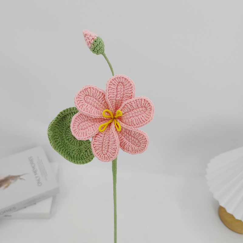 Flores creativas de punto de Paulownia, ramo tejido de ganchillo, decoración de boda, flores falsas, decoración de escritorio: Castaño