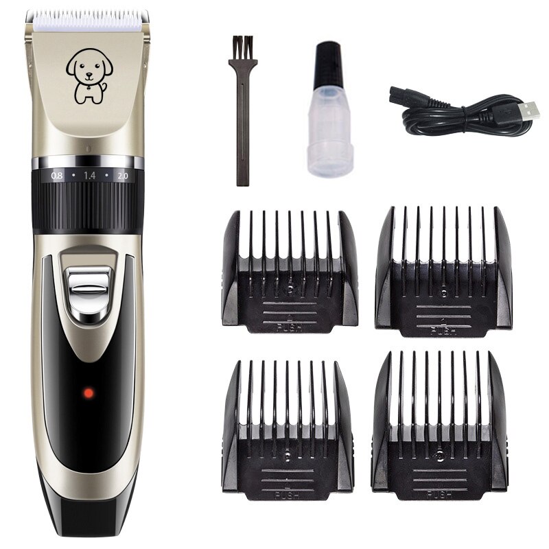Rechargeable Pet Dog Hair Trimmer Cat Animal Hair Clipper Low Noise Hair Remover Remover Grooming Sets Tools(K8/K5): K8-STANDARD-GOLD